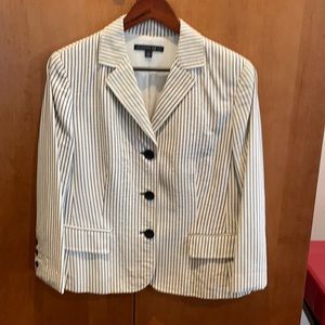 Lafayette 148 seersucker jacket black and white